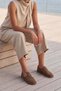 Women's Genuine Leather Loafers with Strap Masculine Casual Shoes Zepar Tan Suede - 4