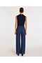 High Waist Wide Leg Denim Trousers with Braided Belt Detail - 3