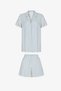 Ecru Blue Polka Dot Patterned Short Sleeve Buttoned Shirt Shorts Pajama Set - 5