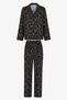 Black Midnight Garden Floral Long Sleeve Buttoned Shirt Pants Pajama Set - 5