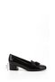 BLACK Patent Leather Genuine Leather Blunt Toe Short Thick Heeled Tasseled Women's Shoes 13313 - 3