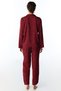 Burgundy Orquidea Satin Floral Long Sleeve Buttoned Shirt Trousers Pajama Set - 6