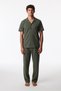 Men's Khaki Deep Green Short Sleeve Buttoned Shirt Trousers Pajama Set
