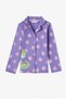 Girl's Lilac Feel Better Cat Patterned Cotton Buttoned Long Sleeve Shirt Pants Pajama Set - 2