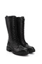 Women's Black Floater Zippered Thick Heeled Genuine Leather Boots - 4