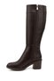Women's Brown Zippered Thick Heeled Boots - 6