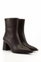 Women's Brown Zippered Thick Heeled Boots - 5