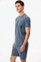 Men's Indigo Melange Soft Indigo Short Sleeve Shorts Pajama Set - 3