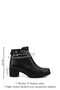 Women's Black Zippered Thick Heeled Genuine Leather Boots - 3