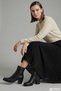 Women's Black Zippered Thick Heeled Genuine Leather Boots - 4