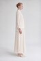 Stone Collar Detail Pleated Skirt Set Beige - 2
