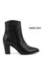 Women's Black Zippered Pointed Toe Genuine Leather Boots