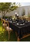 Pearl Velvet Textured Ruffled Tablecloth Black - 4
