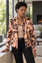 Women's Salmon High Collar Detailed Buttonless Lined Blazer Jacket Arm-27K001036