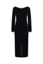 Women's Black Velvet Look Double Breasted Collar Midi Dress - 6