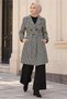 Crow Patterned Belted Coat 90312