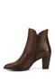 Women's Brown Antique Zippered Pointed Toe Genuine Leather Boots - 6