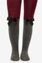 Girl's Pretty Ribbon Burgundy Pantyhose - 4