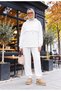 Kangaroo Pocket Modal Tracksuit Set – Hooded - Ecru - 3