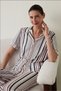 Aging Collagen Striped Shirt Collar Short Sleeve Pajama Set - 3