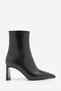 Women's Pointed Toe Stitched Detailed Zippered Heeled Boots Evrin Black