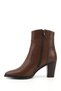 Women's Brown Antique Zippered Pointed Toe Genuine Leather Boots - 6