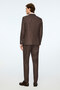 Men's Brown Linen Trend Striped Slim Fit Pointed Collar Double Breasted Suit - 6