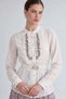 Belt Detailed Pleated Skirt Set Ecru - 6