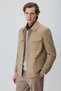 Men's Beige Trend Wool Safari Model Dynamic Fit Shirt Jacket - 2
