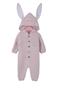 Unisex Knitwear Rabbit Eared Hooded Baby Onesie Powder - 2
