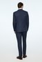 Men's Navy Blue Linen Trendy Striped Slim Fit Pointed Collar Double Breasted Suit - 5