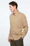 Men's Beige Liyosel Trendy Striped Dynamic Fit Button-Down Collar Shirt - 5
