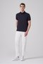 Men's Navy Blue Trend Jacquard Polo Collar Dynamic Fit Tshirt - 4
