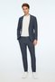 Men's Navy Blue Polyviscon Trend Striped Slim Fit Mono Collar Suit - 4