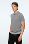 Men's Gray Trend Polo Collar Tencel Knitwear T-Shirt - 3