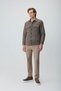 Men's Light Brown Trend Short Quilted Shirt Coat - 5