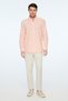 Men's Orange Linen Trendy Striped Regular Fit Button-Down Collar Shirt - 5