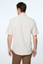 Men's Beige Trendy Patterned Regular Fit Button-Down Collar Short Sleeve Pocket Shirt - 4