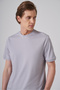 Men's Gray Trend Plain Combed Cotton Crew Neck Tshirt - 2