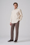 Men's Beige Cotton Trendy Striped Regular Fit Button-Down Collar Shirt - 4