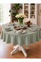 Pearl Velvet Textured Round Tablecloth Sage Green
