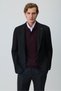 Men's Black Knitted Trendy Patterned Slim Fit Mono Collar Jacket