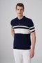 Men's Navy Blue Trend Soft Cotton Polo Collar Knitwear T-Shirt - 3