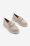Women's Genuine Leather Loafer Thick Sole Metal Buckle Suede Casual Shoes Zolez Beige - 5