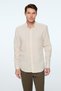 Men's Beige Linen Trend Plain Dynamic Fit Button-Down Collar Shirt