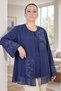 Sandy Fabric Inside, Stone Embroidered on the Outside, Chiffon Plus Size Women's Double Blouse