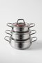 Emirgan Induction Compatible 6-Piece Steel Pot and Pan Set
