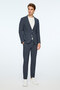 Men's Navy Blue Polyviscon Trend Striped Slim Fit Mono Collar Suit - 2