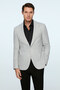 Men's Gray Polyester Trendy Plaid Slim Fit Mono Collar Jacket