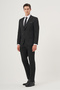 Men's Black Polyviscon Basic Jacquard Slim Fit Pointed Collar Suit - 5
